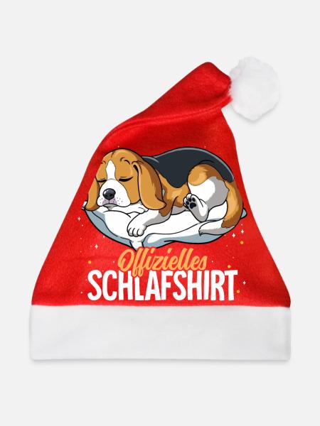 Offizielles Schlafshirt Beagle - Weihnachtsmütze - Rot