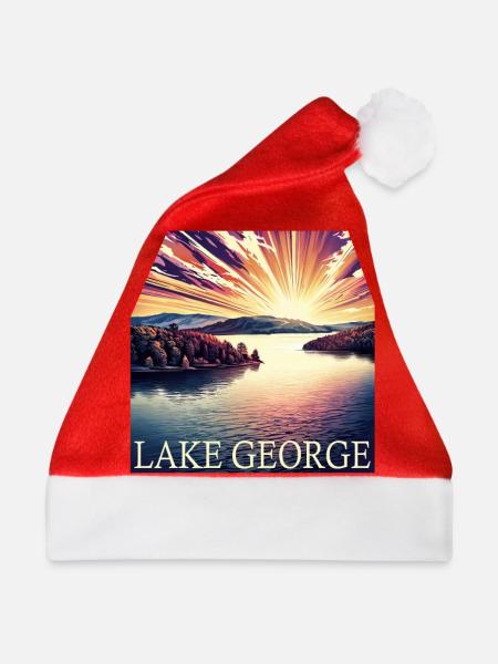 Urlaub New York Lake George Serif Design - Weihnachtsmütze - Rot - Vorne