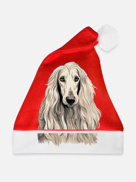 Hund Afghanischer Windhund - Weihnachtsmütze - Rot