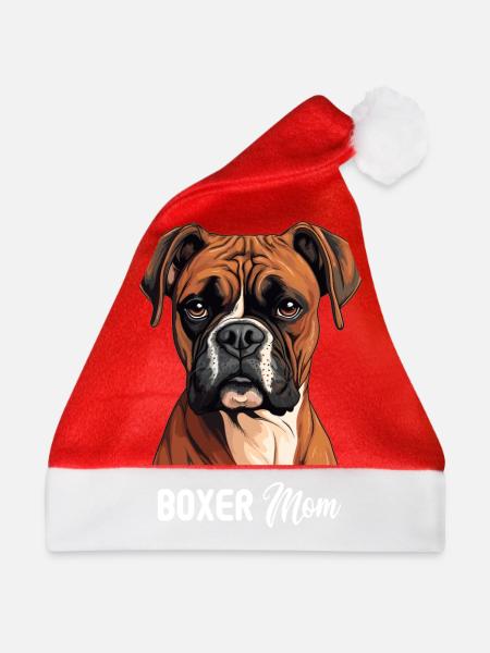 Hund Boxer - Weihnachtsmütze - Rot