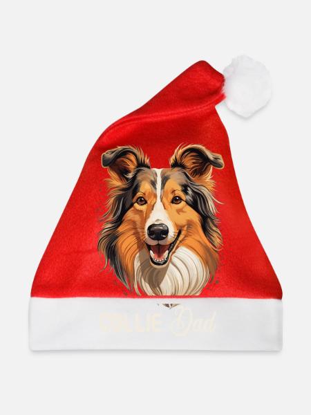 Hund Collie - Weihnachtsmütze - Rot