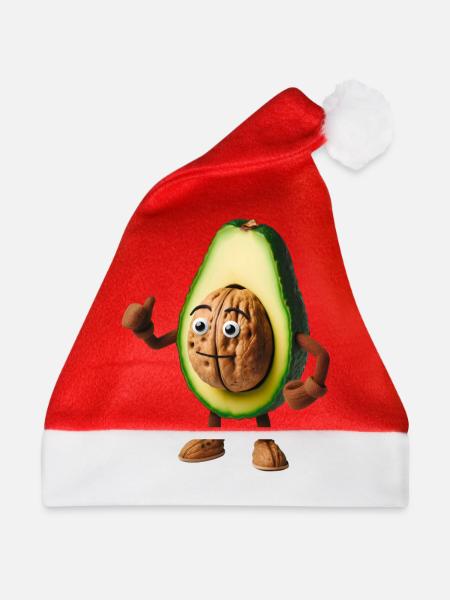 Niedliche Avocado mit Walnusskern! - Weihnachtsmütze - Rot
