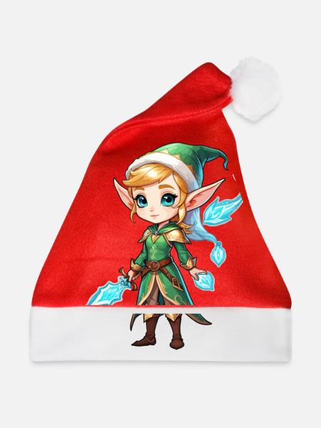 Elf Fantasy Illustration - Weihnachtsmütze - Rot