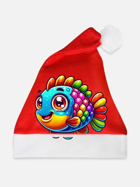 fisch 1 - Weihnachtsmütze - Rot