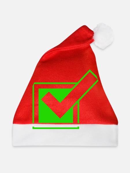 Häkchen Ankreuzen Symbol - Weihnachtsmütze - Rot