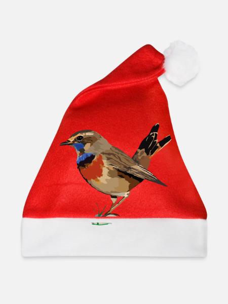 Blaukehlchen_Luscinia svecica - Weihnachtsmütze - Rot