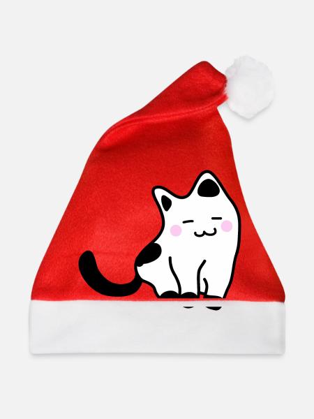 Weißes Kätzchen - Weihnachtsmütze - Rot