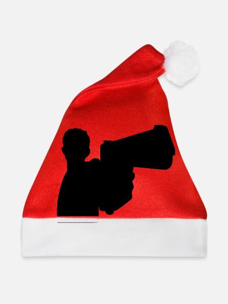 Mann mit Waffe - Weihnachtsmütze - Rot