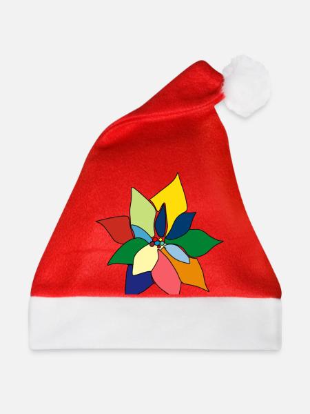 Bunter Blumenstrauß - Weihnachtsmütze - Rot
