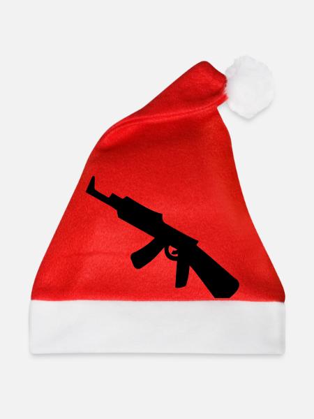 Waffe - Uzi - Weihnachtsmütze - Rot