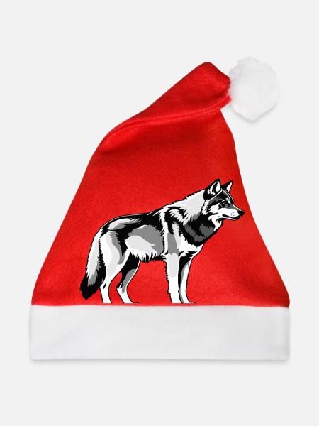 Wolf - Cute Dog Design - Weihnachtsmütze - Rot