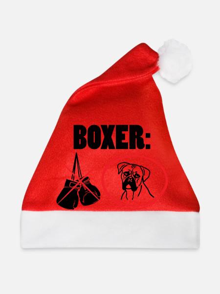 Hund / Boxer: Boxer - Weihnachtsmütze - Rot