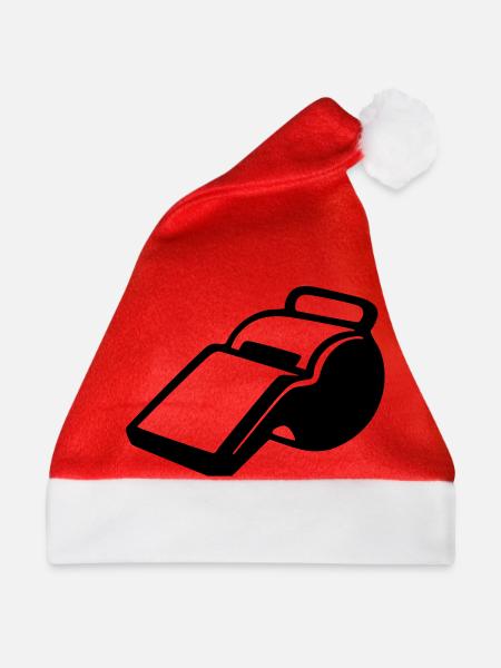 Pfeife - Fußball - Schiedsrichter - Weihnachtsmütze - Rot