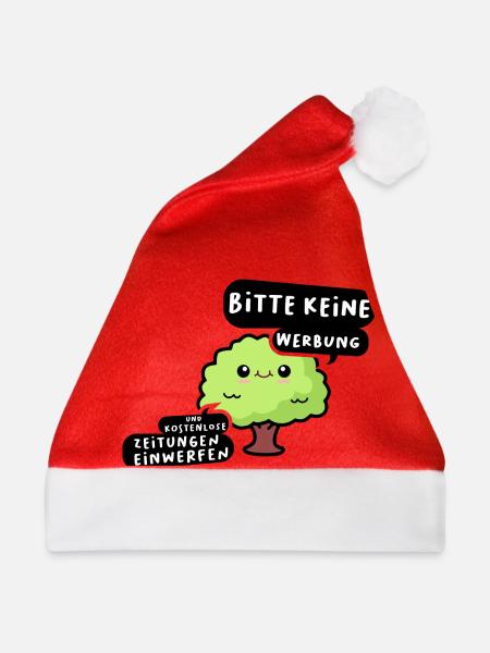 Briefkasten Aufkleber Bitte keine Werbung Zeitung - Weihnachtsmütze - Rot