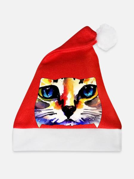 Katzengesicht 6 - Weihnachtsmütze - Rot