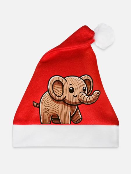 holz elefant - Weihnachtsmütze - Rot