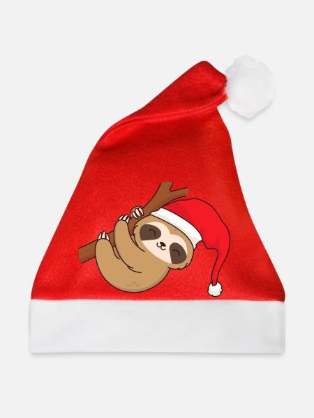 Weihnachten Xmas Faultier Weihnachtsmütze Ast - Weihnachtsmütze - Rot - Vorne