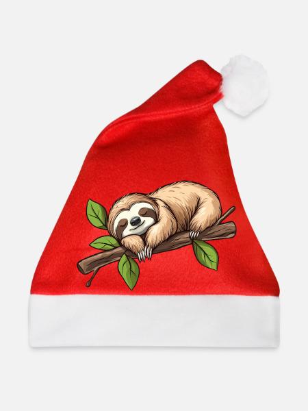 Faultier Schlafend - Weihnachtsmütze - Rot