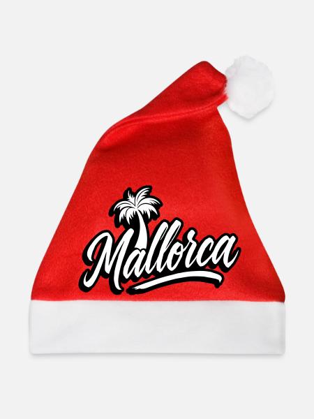 Mallorca Schriftzug Palmen - Weihnachtsmütze - Rot