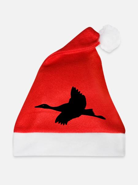 Silhouette Kranich - Weihnachtsmütze - Rot