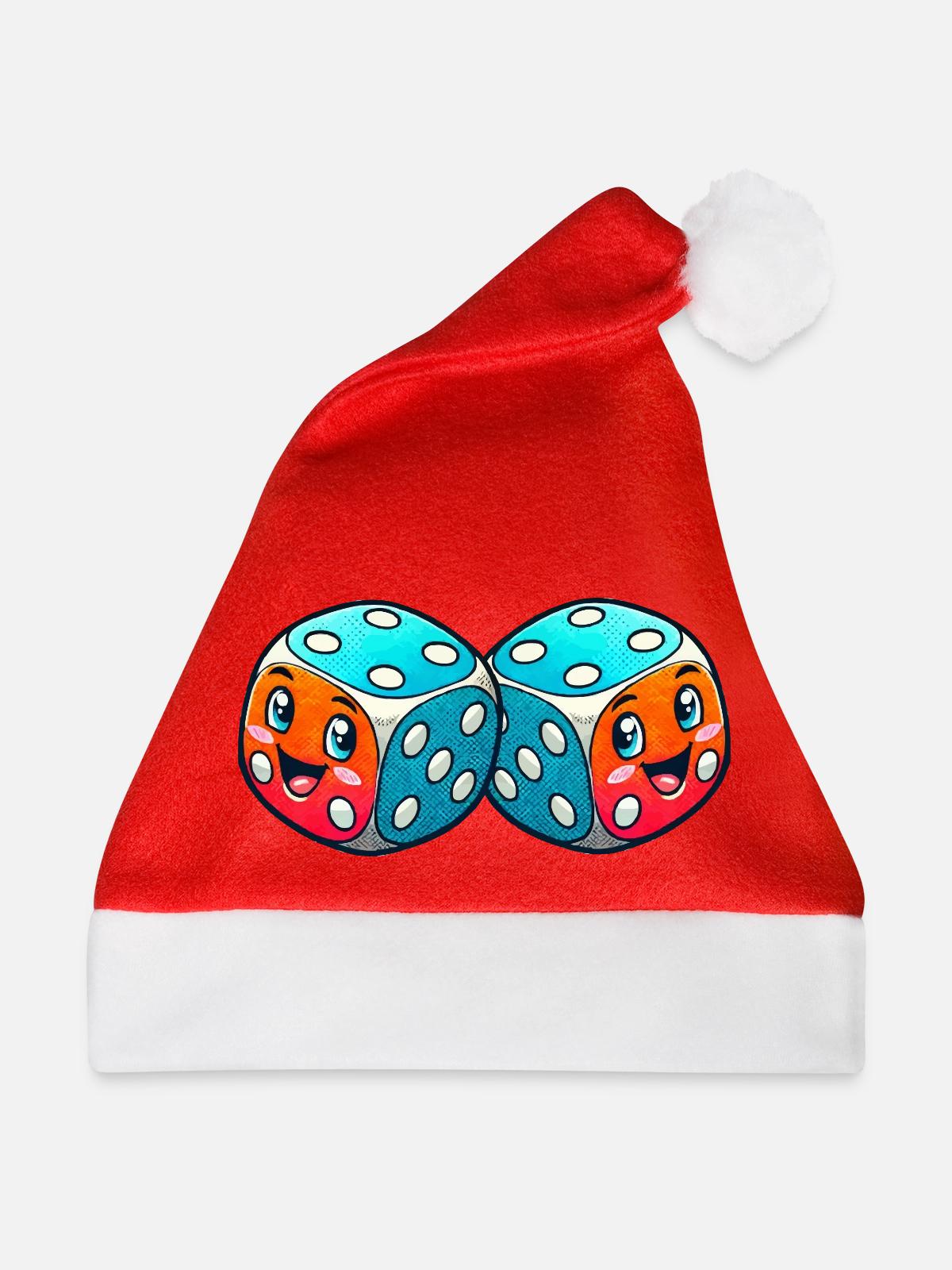 Würfel Comic - Weihnachtsmütze - Rot - Vorne