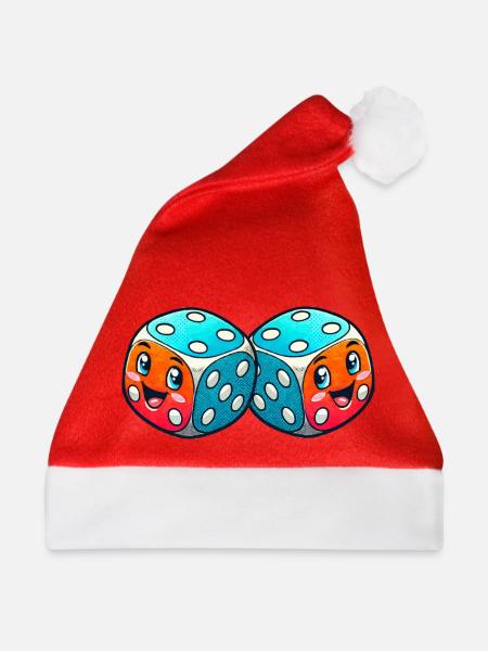 Würfel Comic - Weihnachtsmütze - Rot