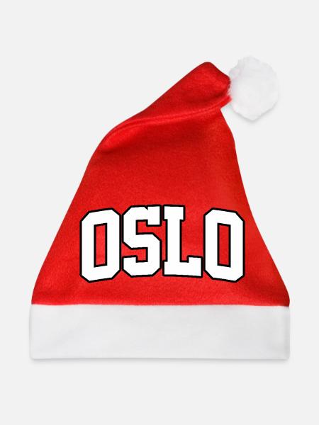 Oslo-Logo: College-Design mit nordischem Stil - Weihnachtsmütze - Rot