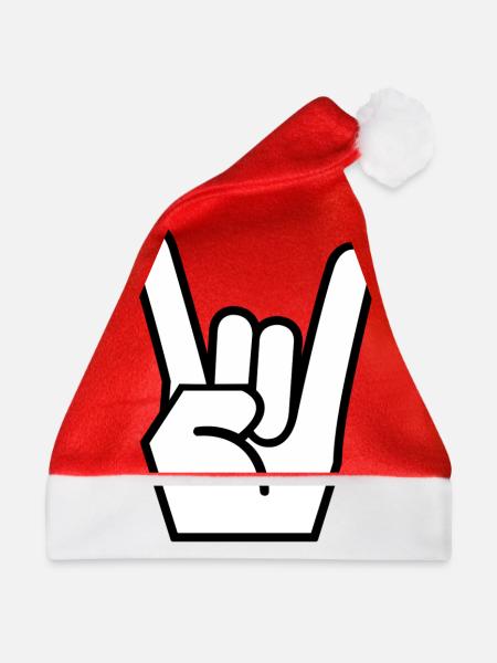 Pommesgabel Metal Geschenkidee - Weihnachtsmütze - Rot - Vorne