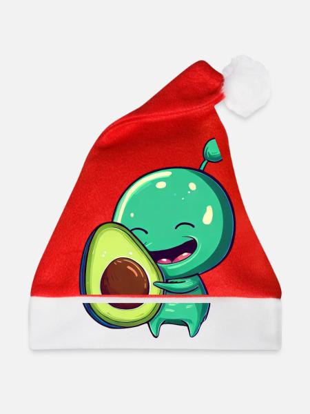 Grüner Alien-Avocado: Exotische Verschmelzung - Weihnachtsmütze - Rot - Vorne