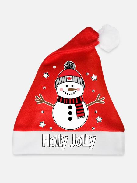 Holly Jolly Schneemann Frohe Weihnachten - Weihnachtsmütze - Rot - Vorne