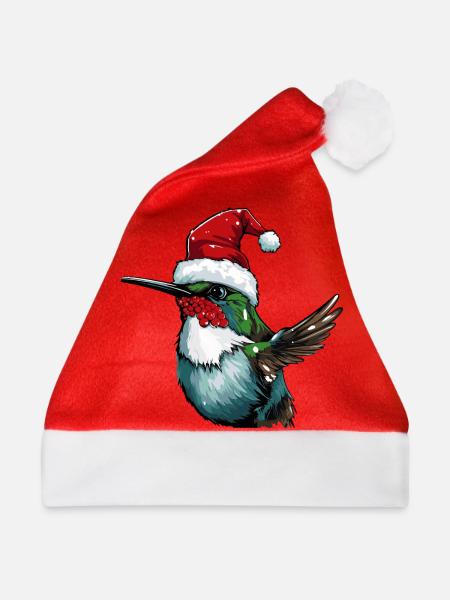 Kolibri Vogel Weihnachten Tier - Weihnachtsmütze - Rot