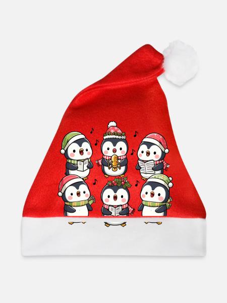 Festliche Pinguin-Weihnachtslieder singen Weihnachtslieder - Weihnachtsmütze - Rot