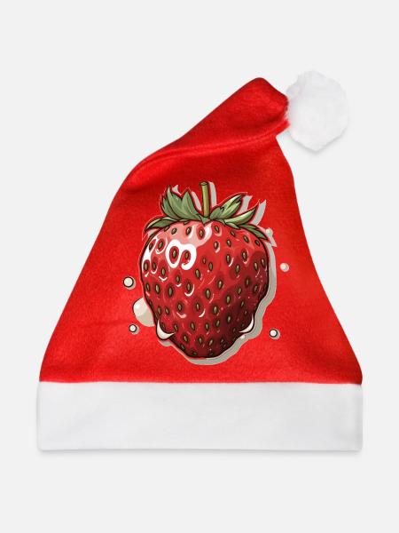 Erdbeere - Illustration - Weihnachtsmütze - Rot