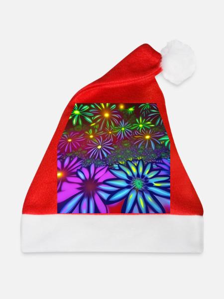Psychedelische Blumen - Weihnachtsmütze - Rot