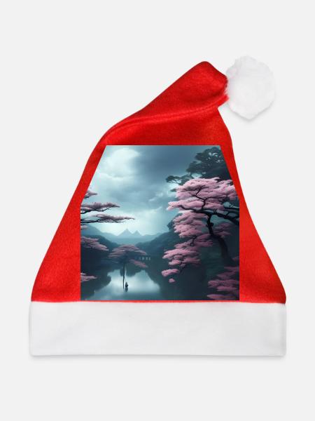 Rosa Bäume am Wasser - Weihnachtsmütze - Rot