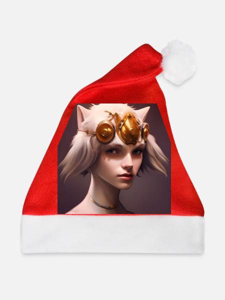Frau mit Katzenohren - Weihnachtsmütze - Rot