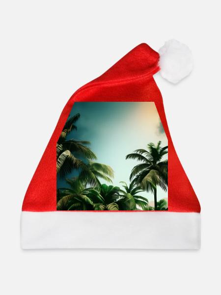 Landschaft mit Palmen - Weihnachtsmütze - Rot