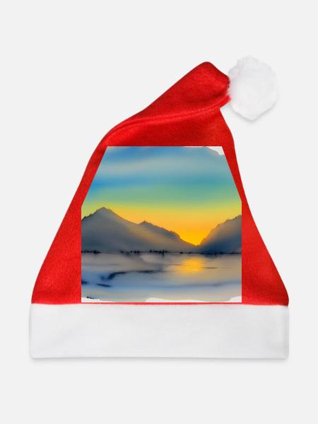 Bergsee-Kunstwerk - Weihnachtsmütze - Rot