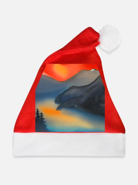 Bergnebel-Aquarell - Weihnachtsmütze - Rot