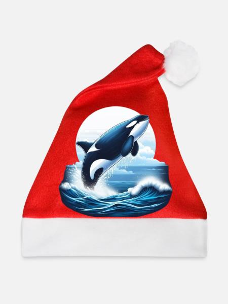 Blauer Orca - Weihnachtsmütze - Rot