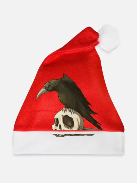 Crow and Skull - Weihnachtsmütze - Rot