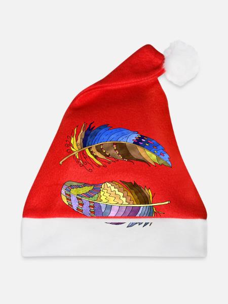 Feder - Weihnachtsmütze - Rot