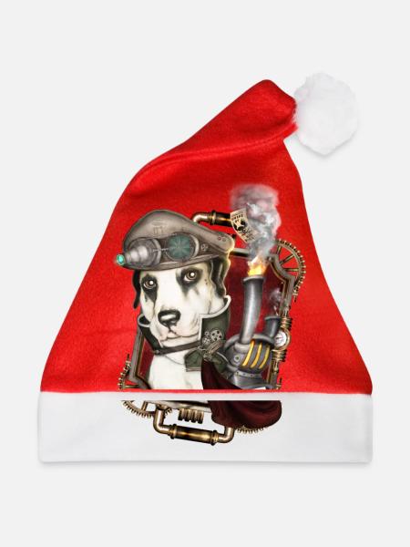 Steampunk Hund # 1 - Weihnachtsmütze - Rot