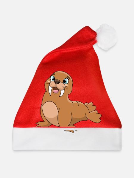 Walross - Weihnachtsmütze - Rot
