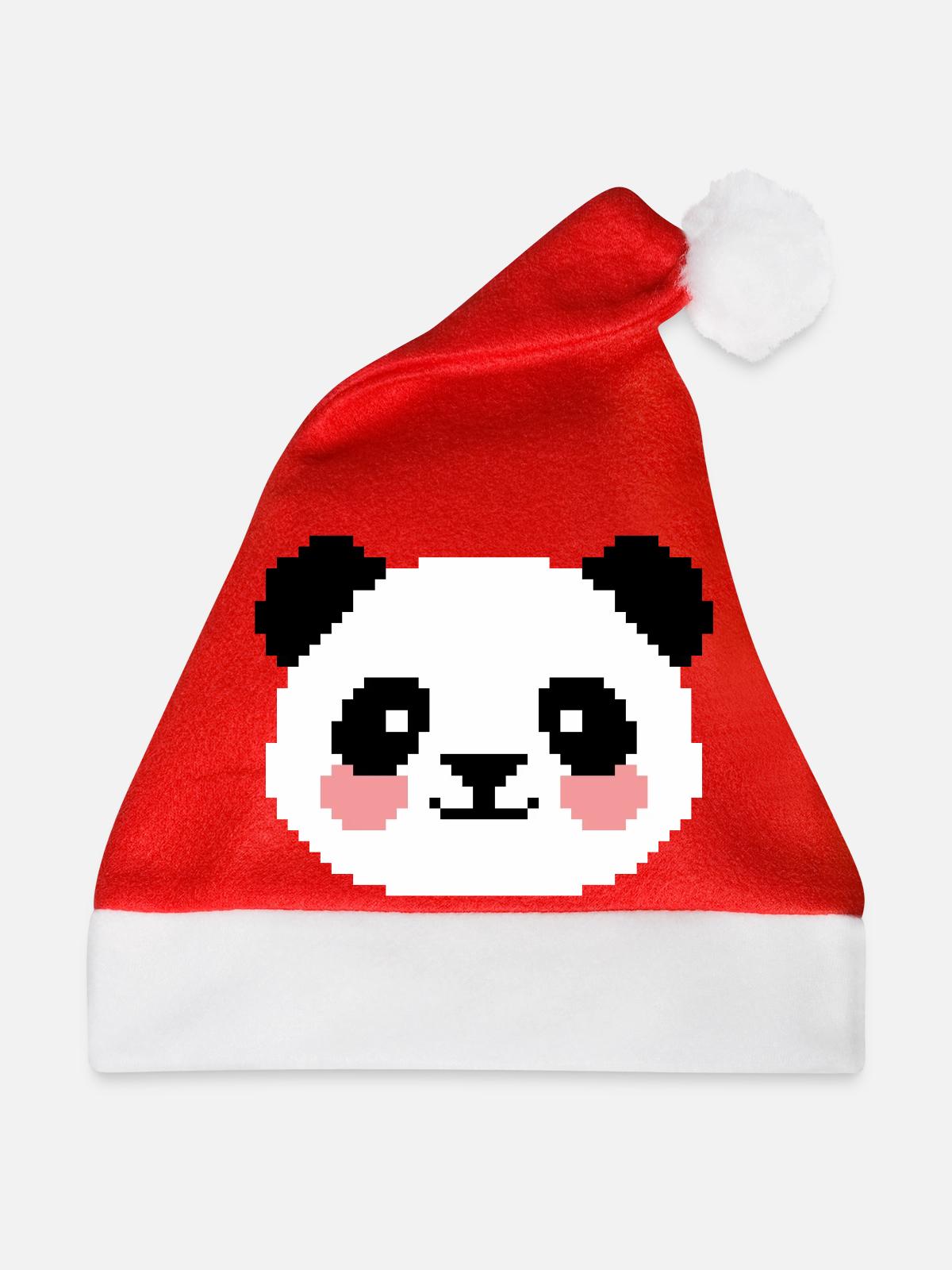8bit Panda - Weihnachtsmütze - Rot - Vorne