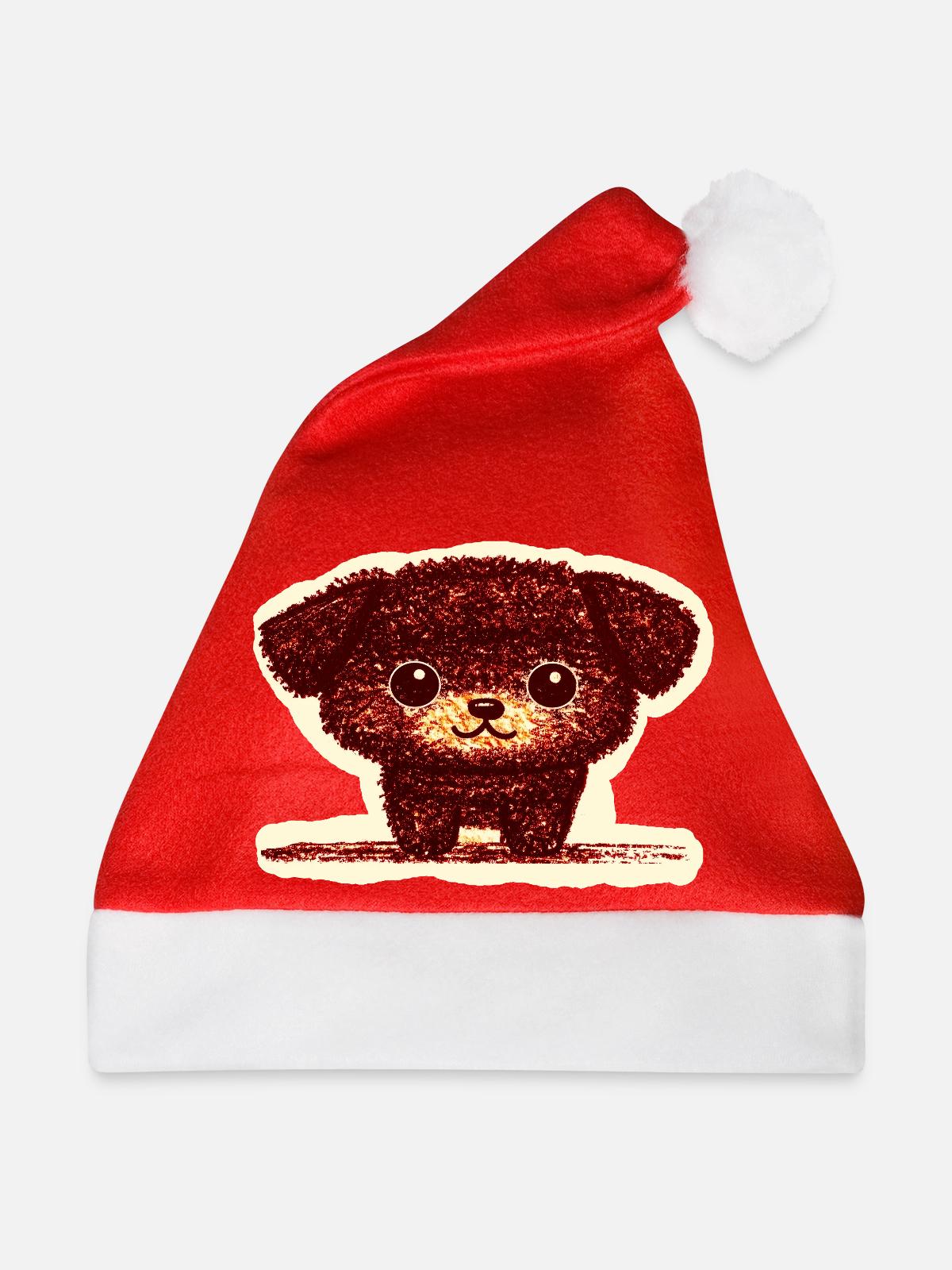 Winziges Hündchen (Rot) - Weihnachtsmütze - Rot - Vorne