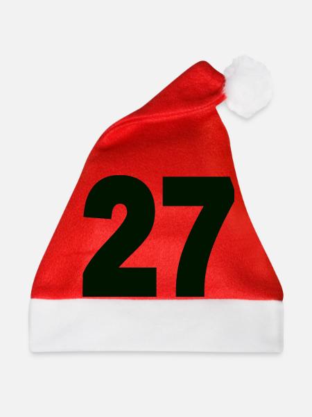 Zahl 27  - Weihnachtsmütze - Rot