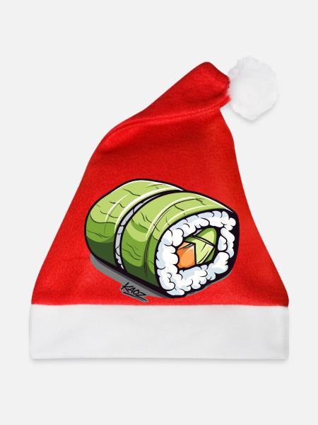 Smaragdgrüne Sushi-Rolle - Weihnachtsmütze - Rot