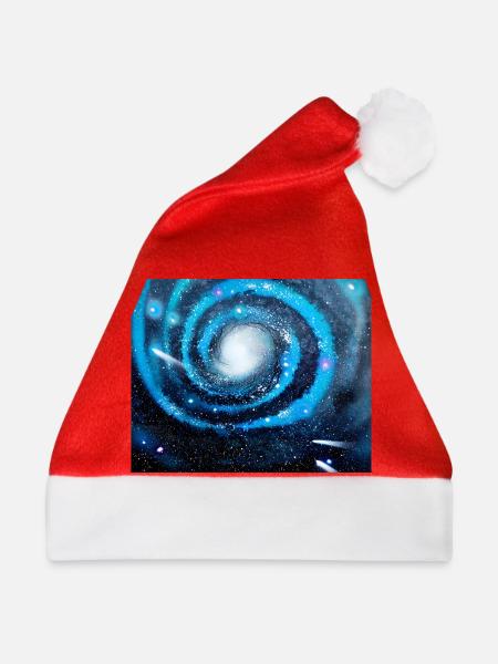 Blaue Galaxie - Weihnachtsmütze - Rot