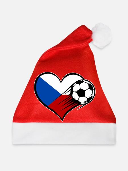 Tschechien Flagge Fußball mit Herz - Weihnachtsmütze - Rot